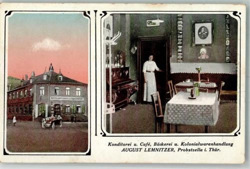 07330 O6805 Probstzella Foto AK Konditorei-Cafe Lemnitzer Gaststube Klavier