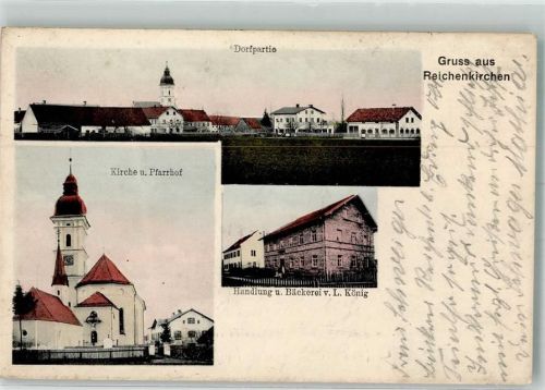 85447 W8059 Reichenkirchen - Kirche Pfarrhof Bäckerei König