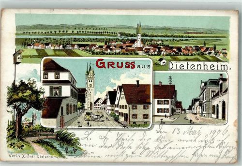 89165 W7905 Dietenheim , Iller 1906 Lithographie