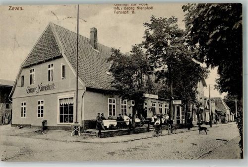 Zeven 1920 Gasthaus zur Post Veranda Fahrräder Hund Inflationsporto