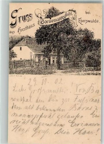 16225 O1300 Eberswalde 1902 Gebrauchsspuren Lithographie Forsthaus Bornemannspfuhl sign. Steiert