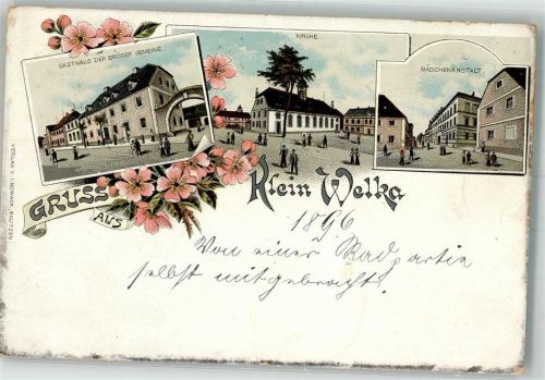 Kleinwelka 1896 Gasthaus der Brüder Gemeine Mädchen-Anstalt Dorfkirche