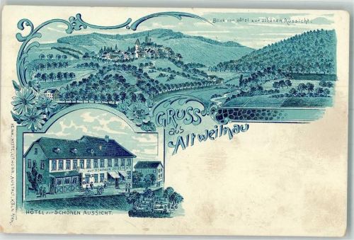 Altweilnau Hotel zur schönen Aussicht Stempel AK Archiv Deusing