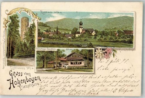 Rimbach 1898 Hohenbogen Diensthütte Burgruine Lichtenegg