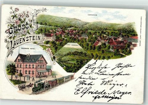 Lauenstein 1897 Bahnhofs-Hotel Burg Homburg