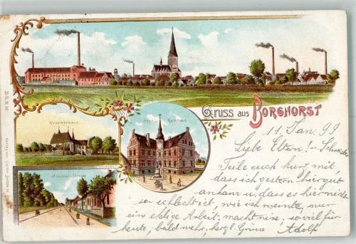 Borghorst 1899 Krankenhaus Münster Straße Post Rathaus