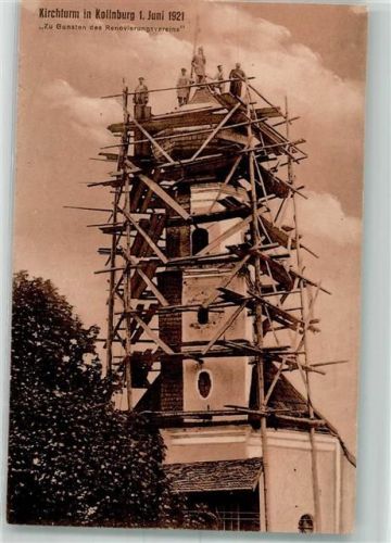 Kollnburg 1921 Eingerüsteter Kirchturm 1. Juni 1921 Dachdecker