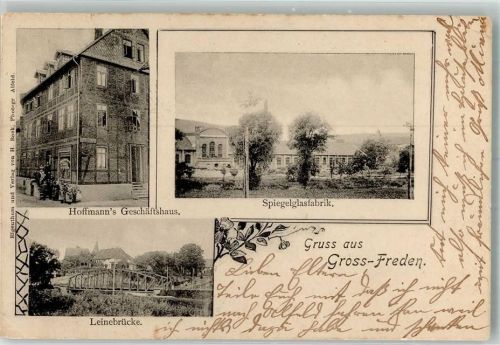 Freden 1906 Gross Freden Geschäftshaus Hoffmann Spiegelglasfabrik Leinebrücke