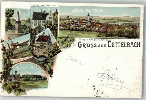 Dettelbach 1897 Kriegerdenkmal Schloss Mainsondheim Rathaus