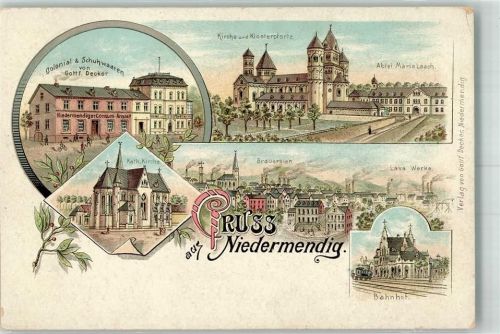 Niedermendig 1913 Bahnhof Brauereiern Lava-Werke Abtei Maria Laach