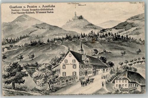 Raitbach 1917 Stempel Überwachungsstelle Freiburg Gasthaus-Pension zum Auerhahn