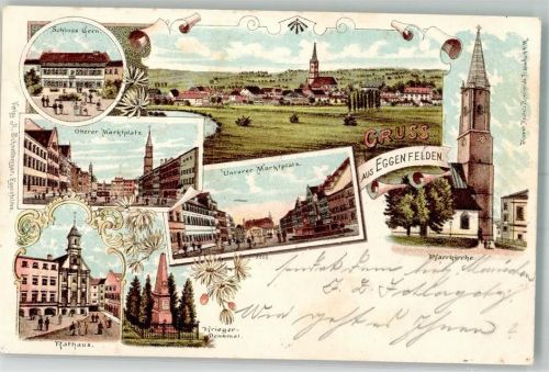 Eggenfelden 1898 Schloss Gern Oberer- u. Unterer Marltplatz Rathaus