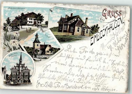 Eimbeckhausen 1901 Lithographie Herrschaftl. Schloß Gasthaus Spoleder Forsthaus Hemschhausen