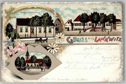 Lankwitz 1900 Lithographie Gasthaus Berger Schloß Lankwitz Kirche