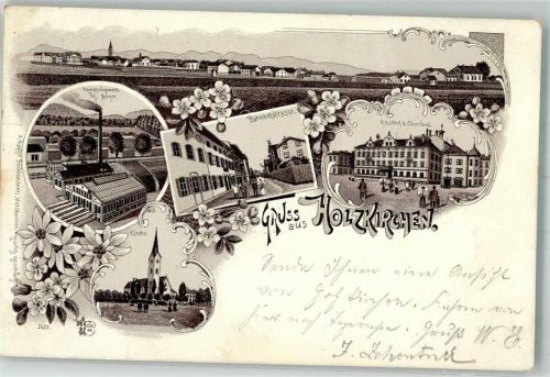 83607 W8150 Holzkirchen , Oberbay 1898 Lithographie Dampfsägewerk Th. Berger Bahnhofstraße Ottmar Zieher