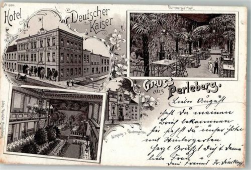Perleberg 1898 Bahnpost Wittenberge Neustrelitz Zug 16 18.8.98 Hotel Deutscher Kaiser
