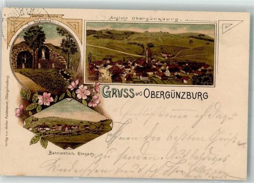 Obergünzburg 1897 Lourdes Grotte Bahnhof