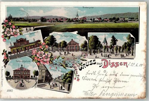 Dissen 1900 Bahnhof Volksschule Rektoratschule