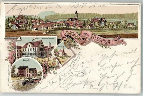 Kißlegg 1897 Bahnhof Gasthaus zur Post St. Anna-Kapelle