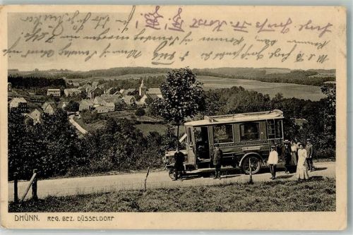 Dhünn 1912 Feldstraße Reisebus RS. Fahrplan der Automobilgenossenschaft Dhünn