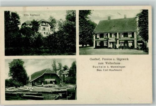 87740 W8941 Buxheim b Memmingen Foto AK Villa Kaufmann Gasthaus zum Weiherhaus Sägewerk