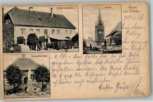 Erwitte 1913 Kriegerdenkmal Hotel Schulte Kirche