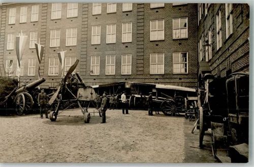 Flensburg 1916 Deutsche Kriegsausstellung Kanonen Fluggerät Stempel Kriegsausstellung Nordmark