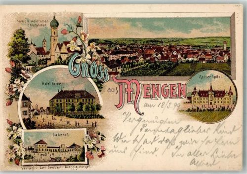 Mengen 1899 Hotel Bayer Bahnhof Krankenhaus Am Stadtgraben