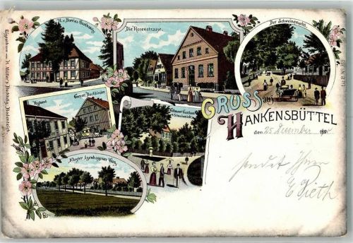 Hankensbüttel 1900 H. Borries Gasthaus Postamt Rosenstraße Der Schweinemarkt