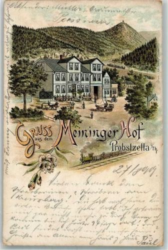07330 O6805 Probstzella 1899 Lithographie Gasthaus Meininger Hof