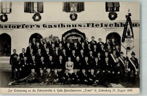 Lohnsburg Fahnenweihe d. Kath. Burschenverein Treue 23.8.1908