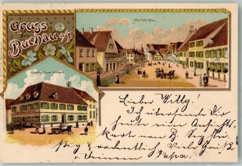 Buchau 1900 Marktplatz Gasthaus zum Hirsch