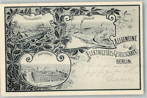 10115 O1160 Oberschöneweide 1901 - Allg. Elektr.-Gesellschaft Berlin Maschinenwerk Kabelwerk Apparatewerk
