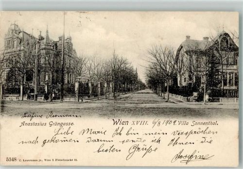 Wien 1902 Anatasius Grüngasse Villa Sonnenthal
