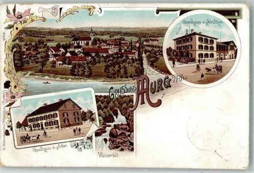 Murg 1907 Gasthaus zum Adler Wasserfall Gasthaus zum Hirschen Erh. II-Stauchungen