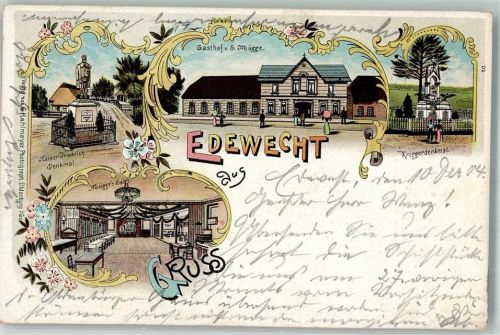 Edewecht 1904 Kaiser Friedrich-Denkmal Gasthaus Mügge Speisesaal Kriegerdenkmal