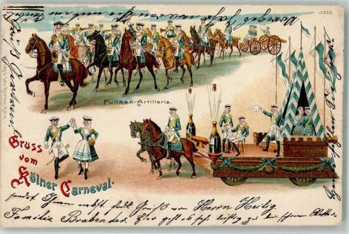 Köln, unsortiert 1905 Kölner Carneval Funken-Artillerie Mottowagen