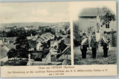 Ostrau 1908 Militär-Vereine Fahnenweihe d. K.S. Militärvereins Ostrau u. U. 1908