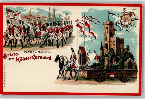 Köln, unsortiert Kölner Carneval Die Roten Funken - Infanterie Mottowagen