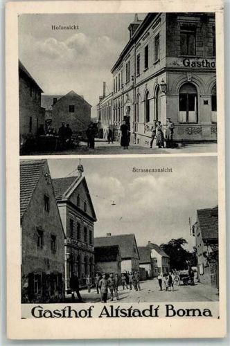 Borna 1916 Gasthaus Hofansicht Dorfstraße Feldpost
