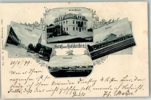 Holzkirchen 1899 Weissbier-Brauerei Marktplatz Kirche St. Laurentius Bahnhof