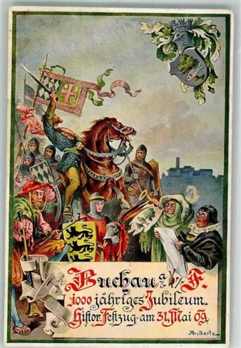 Buchau 1909 1000 jähr. Jubiläum Historischer Festzug 31. Mai 1909 sign. Anderle