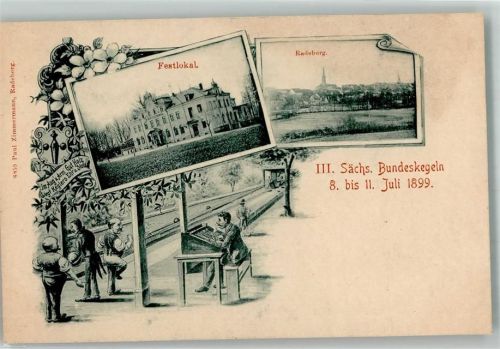 Radeberg 3. Sächs. Bundeskegeln 1899 Kegelbahn Kegelbrüder Festlokal Ort handschriftlich
