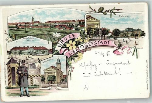 Josefov 1897 Corps-Commando Gebäude Rathaus Garnisions-Kirche