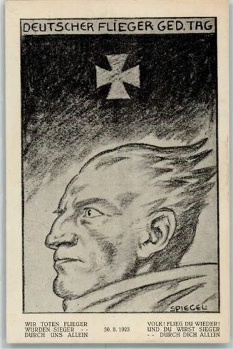 Deutscher Flieger Gedenk Tag sign. Spiegel Weimarer Republik 1923