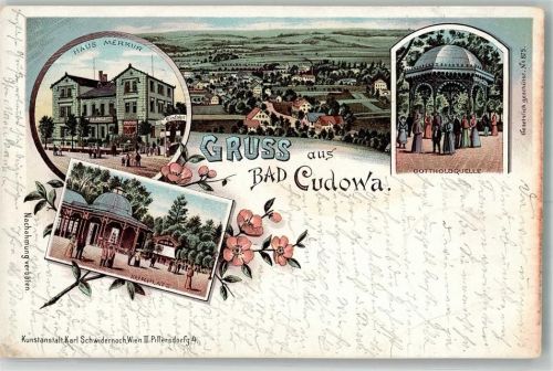 Bad Kudowa 1898 Haus Merkur Gottholoquelle Kurplatz Curdowa Reg. Bez. Breslau