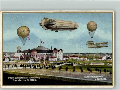 W6000 Frankfurt am Main Luftschiffahrt-Ausstellung Festhalle Ballon Zeppelin ILA 1909