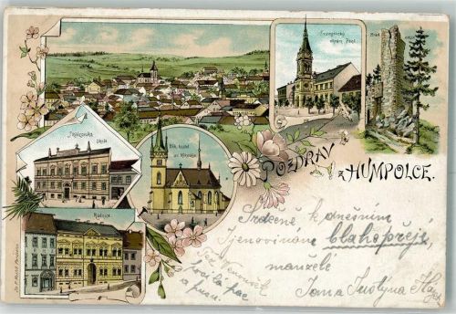 Humpolec 1901 Rathaus Ev. Kirche Schule