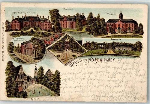 Nordkirchen 1898 Schloßkapelle Schloß Nordkirchen Oranienburg seltene Lithographie