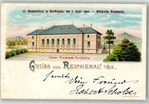 Reichenau i. Sachsen Oscar Preibisch-Turnhalle 17. Gauturnfest 3.9.1899